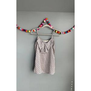 Lush White and Navy Printed Spaghetti Strap Blouse
